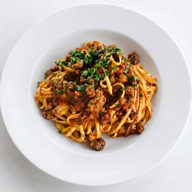 Linguini Bolognese.