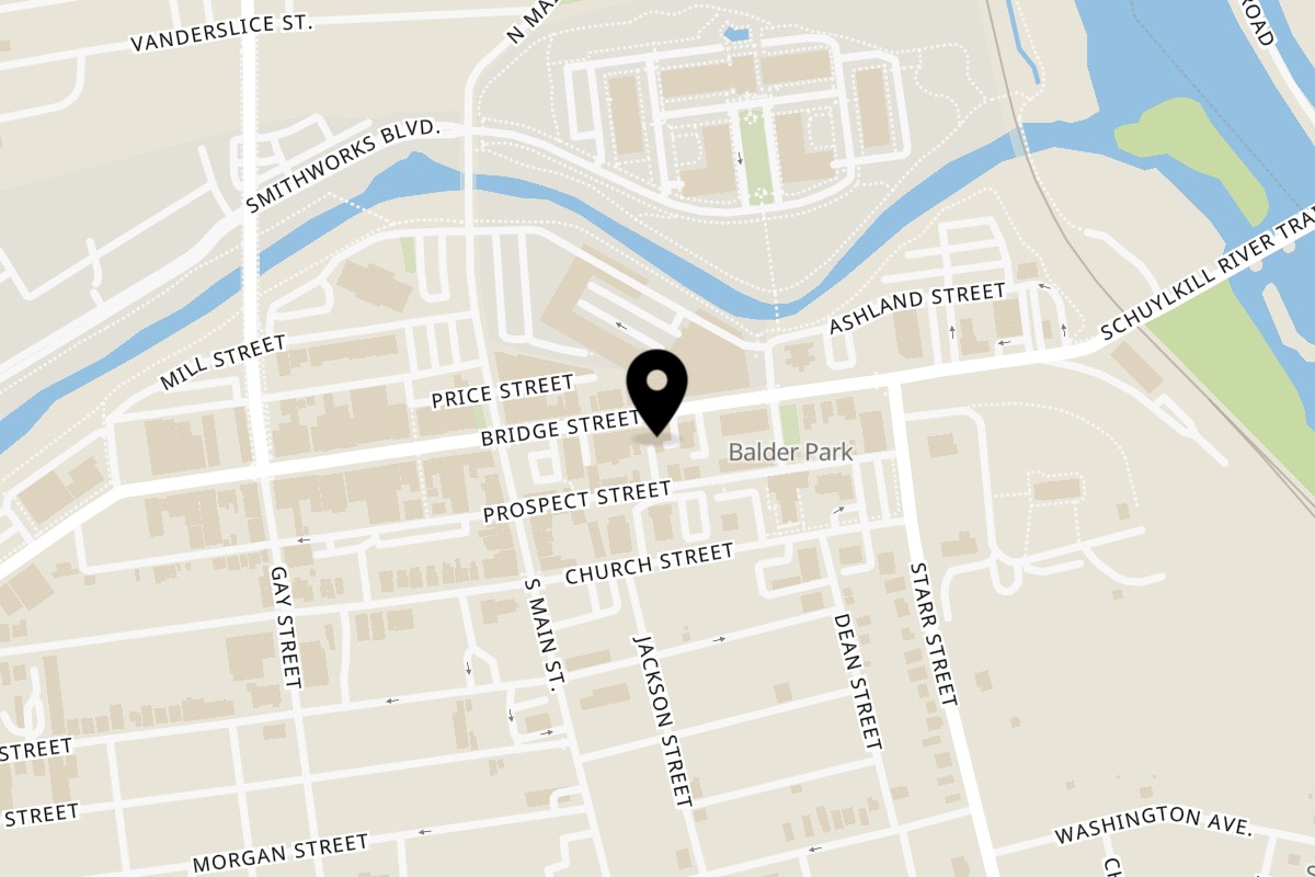 Map showing the location of Sage Mediterranean Cuisine on 156 Bridge St in Phoenixville